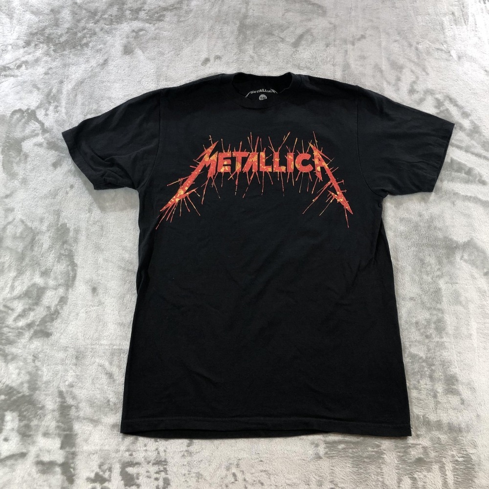 Metallica Shirt Mens Small Black Band Skull Graphic Tee Heavy Metal Rock Music
